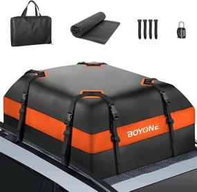 img 4 attached to 🚙 BOYONE Car Roof Bag - Waterproof Roof Cargo Carrier, 15 Cubic Feet for All Cars with/Without Roof Cargo Box | Includes Anti-Slip Mat, 8 Reinforced Straps, 4 Door Hooks, Storage Bag, Luggage Lock