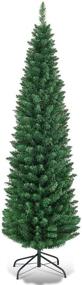 img 4 attached to 🎄 Goplus 5FT Pencil Christmas Tree | Artificial Slim Skinny Tree with 220 Branch Tips | Sturdy Metal Stand | Unlit Xmas Tree for Home, Office, Shops, and Hotels