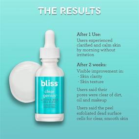 img 2 attached to 🌙 Bliss Clear Genius Clarifying Overnight Liquid Peel: Pore-clearing, Skin Exfoliation, Non-Irritating, Clean Formula | Cruelty-Free, Paraben-Free, Vegan | 1 fl oz