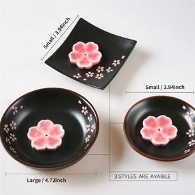 img 1 attached to 🌸 Japanese Ceramic Handmade Cherry Blossom Incense Stick Holder - Cute Ash Catcher & Burner Tray, Unique Decorative Gift - Home Decor 3.94 inches, Square Pink