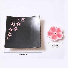 img 3 attached to 🌸 Japanese Ceramic Handmade Cherry Blossom Incense Stick Holder - Cute Ash Catcher & Burner Tray, Unique Decorative Gift - Home Decor 3.94 inches, Square Pink