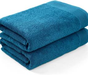 img 4 attached to Cleanbear Large Bath Towel 28x57 Inches - 100% Cotton, Super Soft, Absorbent - Peacock Blue, Perfect for Everyday Use