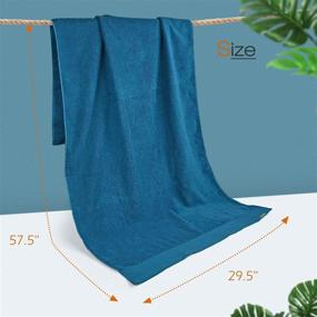 img 2 attached to Cleanbear Large Bath Towel 28x57 Inches - 100% Cotton, Super Soft, Absorbent - Peacock Blue, Perfect for Everyday Use