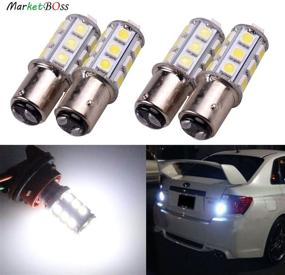 img 4 attached to 💡 Powerful 12V LED Replacement Bulb for RV Car Brake Light Lamp - MBS 4 x White 1157 Base 18 SMD 5050 LED Bulb