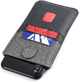 img 1 attached to Dockem Luxe Wallet Sleeve 2.0 for iPhone 12/12 Pro/11/XR: Slim Card Case with 4 Slots in Black/Grey