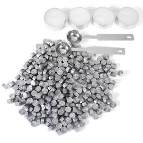 img 3 attached to Yoption Silver Sealing Wax Beads Kit - 300 Pieces Octagon Seal Beads with Melting Spoon and Candles for Seal Stamp (Silver)