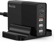 🔌 quntis 65w 5-port usb c charger: power up macbook pro/air, iphone 12 pro max, ipad pro, switch, and more with pd 3.0 type c wall charger logo