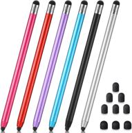 🖊️ universal 2 in 1 stylus pens with 6 pieces - capacitive touch screen stylus ballpoint pen and 9 extra replacement tips for cell phones, tablets, laptops logo