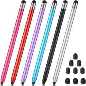 img 4 attached to 🖊️ Universal 2 in 1 Stylus Pens with 6 Pieces - Capacitive Touch Screen Stylus Ballpoint Pen and 9 Extra Replacement Tips for Cell Phones, Tablets, Laptops