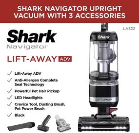 img 3 attached to Powerful Shark LA322 Navigator Lift-Away ADV Upright Vacuum for Pet Hair Removal - Corded, Includes Pet Power Brush, Crevice, and Upholstery Tool - Black