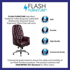 img 1 attached to 💺 Flash Furniture High Back Burgundy LeatherSoft Executive Office Chair: Tufted & Ergonomic with Swivel & Arms