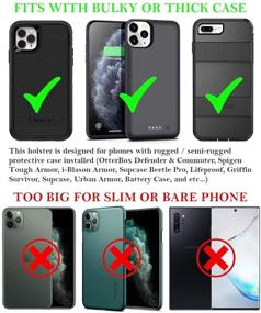 img 3 attached to 📱 AH Military Grade Camo Nylon Cell Phone Belt Holder for Men - Fits iPhone 6 6S 7 8 X XR XS 11 12, Moto Droid x Holster, S8 S9 S7 S20 - Compatible with Otterbox or Thick Case