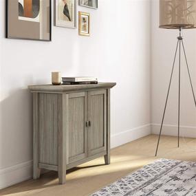 img 3 attached to 🏺 SOLID WOOD Rustic Low Storage Cabinet in Distressed Grey - 32 inch Wide SIMPLIHOME Redmond