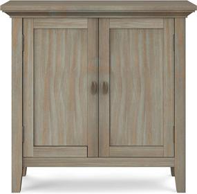 img 1 attached to 🏺 SOLID WOOD Rustic Low Storage Cabinet in Distressed Grey - 32 inch Wide SIMPLIHOME Redmond