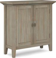 🏺 solid wood rustic low storage cabinet in distressed grey - 32 inch wide simplihome redmond logo