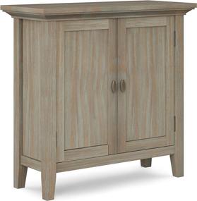 img 4 attached to 🏺 SOLID WOOD Rustic Low Storage Cabinet in Distressed Grey - 32 inch Wide SIMPLIHOME Redmond