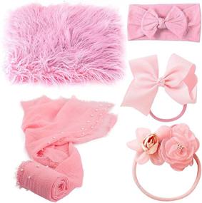 img 4 attached to 📸 Spokki 5-Piece Newborn Photography Props Set: Long Ripple Wrap and Swaddle Blankets with Headbands for Infants (Pink, 0-12 Months)