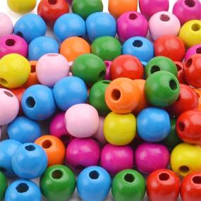 img 1 attached to 🔮 Colorful Wooden Beads Bulk - Pack of 100 Round Wood Beads (16mm) with 5mm Hole for DIY Jewelry Making, Crafts, and Art Projects