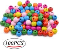 🔮 colorful wooden beads bulk - pack of 100 round wood beads (16mm) with 5mm hole for diy jewelry making, crafts, and art projects logo