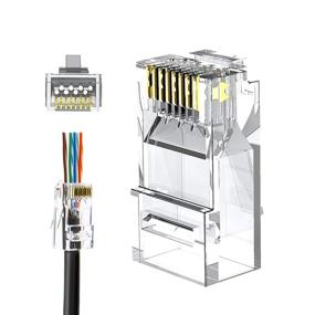 img 4 attached to Улучшите стабильность соединения с разъемами CableCreation RJ45 Pass Through - 50-пак Cat6/Cat5e с покрытием из золота для надежного UTP-кабеля Ethernet.