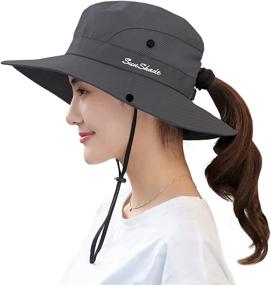 img 4 attached to 👒 Muryobao Women's Ponytail Sun Hat with UV Protection and Foldable Mesh Wide Brim for Beach and Fishing