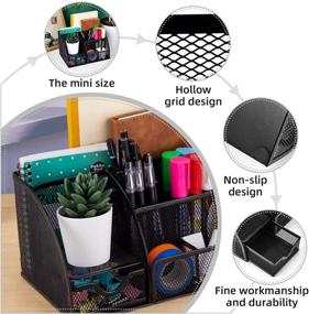 img 2 attached to 🗄️ Organize Your Office with MDHAND Desk Organizer and Accessories: Mesh Design, 6 Compartments + Drawer