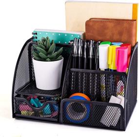 img 4 attached to 🗄️ Organize Your Office with MDHAND Desk Organizer and Accessories: Mesh Design, 6 Compartments + Drawer