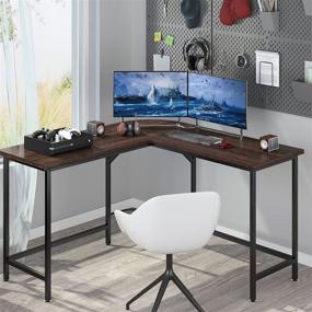 img 2 attached to 🖥️ Lauraland L Shaped Desk 55 Inch: The Perfect L-Shaped Computer Desk for Home Office, Study, and Gaming - Espresso Finish