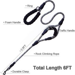 img 3 attached to MayPaw Dual Handle Dog Leash: 6FT Heavy Duty Traffic Rope Leash with 2 Soft Handles - Ideal for Walking, Training, and Controlling Medium to Large Dogs