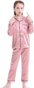img 3 attached to 🌟 Luxurious Mergorte Girls Boys Satin Pajama Set: Long Sleeve Button-Down Sleepwear Loungewear for Ultimate Comfort
