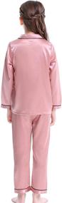 img 2 attached to 🌟 Luxurious Mergorte Girls Boys Satin Pajama Set: Long Sleeve Button-Down Sleepwear Loungewear for Ultimate Comfort