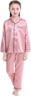🌟 luxurious mergorte girls boys satin pajama set: long sleeve button-down sleepwear loungewear for ultimate comfort logo