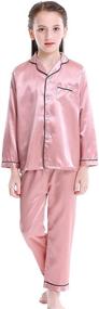 img 4 attached to 🌟 Luxurious Mergorte Girls Boys Satin Pajama Set: Long Sleeve Button-Down Sleepwear Loungewear for Ultimate Comfort