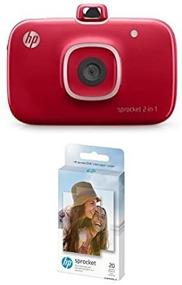 img 3 attached to 📸 HP Sprocket 2 в 1 Портативный фотопринтер и мгновенная камера - Красный с 20 листами самоклеящейся фотобумаги ZINK в комплекте