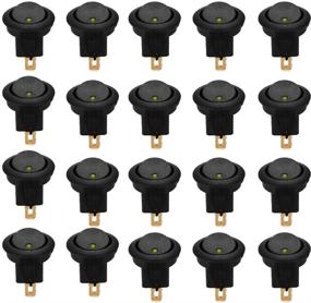 img 4 attached to 🚦 Pack of 20 ESUPPORT 12V 16A Car Auto Boat Yellow LED Light Lamp Toggle Switch 19mm Round Dot Push Button Rocker On Off Spst 3 Pin Control