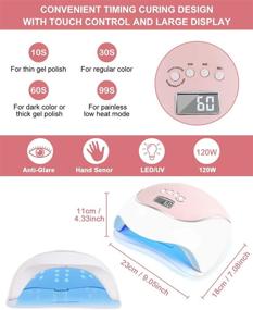 img 1 attached to 💅 UV LED Nail Lamp, 120W UV Nail Light, Fast Nail Dryer for Gel Polish with 4 Timer Settings, Auto Sensor, Professional UV Gel Curing Lamp for Salon and Home Use, Ideal Gift for Women and Girls