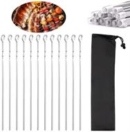 🔥 12 pcs 12&#34; flat metal bbq skewers, fanquexy stainless steel grilling skewers sets, wide reusable kabob kebob sticks for outdoor roasting meat shrimp chicken vegetable hot dog and marshmallow logo