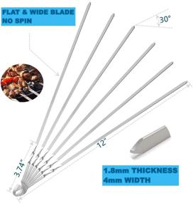 img 1 attached to 🔥 12 PCS 12&#34; Flat Metal BBQ Skewers, Fanquexy Stainless Steel Grilling Skewers Sets, Wide Reusable Kabob Kebob Sticks for Outdoor Roasting Meat Shrimp Chicken Vegetable Hot Dog and Marshmallow