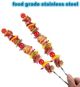 img 2 attached to 🔥 12 PCS 12&#34; Flat Metal BBQ Skewers, Fanquexy Stainless Steel Grilling Skewers Sets, Wide Reusable Kabob Kebob Sticks for Outdoor Roasting Meat Shrimp Chicken Vegetable Hot Dog and Marshmallow