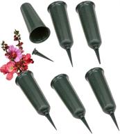 🏺 evelots cemetery grave cone vase set (pack of 6) - sturdy stake for fresh/artificial flowers logo