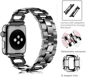 img 3 attached to 👌 Стильный ремешок из нержавеющей стали OULUCCI для Apple Watch 38мм/40мм - совместим с сериями 6, SE, 5, 4, 3, 2, 1 - спортивный ремешок в черном цвете