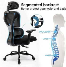 img 1 attached to KERDOM Ergonomic Office Chair - Comfy Mesh Task Chair with Headrest and 3D Armrests, High Back Computer Chair for Home Desk and Gaming – Adjustable Height (Black)