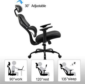img 3 attached to KERDOM Ergonomic Office Chair - Comfy Mesh Task Chair with Headrest and 3D Armrests, High Back Computer Chair for Home Desk and Gaming – Adjustable Height (Black)