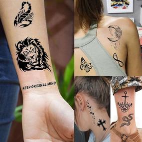 img 3 attached to 🦋 EGMBGM 52 листа Мелкие временные татуировки: Tribal Animals, Butterfly, Anchor и Compass Tattoo Stickers для детей, мальчиков, девочек, мужчин и женщин - 3D Cute Flower Fake Face Tatoo Kits Sets для шеи, руки и рук.