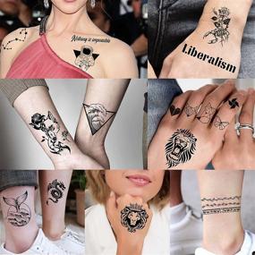 img 1 attached to 🦋 EGMBGM 52 листа Мелкие временные татуировки: Tribal Animals, Butterfly, Anchor и Compass Tattoo Stickers для детей, мальчиков, девочек, мужчин и женщин - 3D Cute Flower Fake Face Tatoo Kits Sets для шеи, руки и рук.