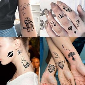 img 2 attached to 🦋 EGMBGM 52 листа Мелкие временные татуировки: Tribal Animals, Butterfly, Anchor и Compass Tattoo Stickers для детей, мальчиков, девочек, мужчин и женщин - 3D Cute Flower Fake Face Tatoo Kits Sets для шеи, руки и рук.