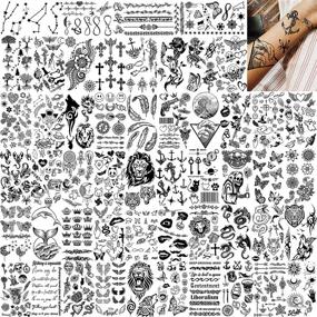 img 4 attached to 🦋 EGMBGM 52 листа Мелкие временные татуировки: Tribal Animals, Butterfly, Anchor и Compass Tattoo Stickers для детей, мальчиков, девочек, мужчин и женщин - 3D Cute Flower Fake Face Tatoo Kits Sets для шеи, руки и рук.