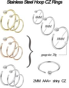 img 1 attached to 👃 Stylish and Versatile: THUNARAZ 18Pcs Stainless Steel CZ Stud L-Shaped Nose Rings Set - Ideal for Nose, Cartilage, and Septum Piercings - Perfect for Women and Men