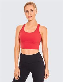 img 3 attached to 🏋️ CRZ YOGA Longline Strappy Sports Bras: Comfortable Wirefree Padded Yoga Tops for Women