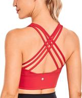 🏋️ crz yoga longline strappy sports bras: comfortable wirefree padded yoga tops for women logo